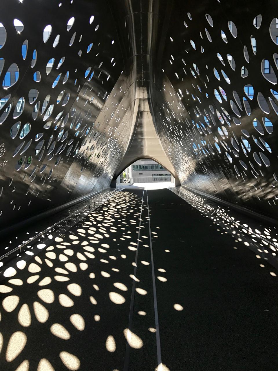 The Parkbrug — a perforated steel footbridge